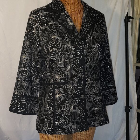 Chico's Jackets & Blazers - Ladies CHICO'S Black Blazer w/White Embroidered Designs - Chico's 1